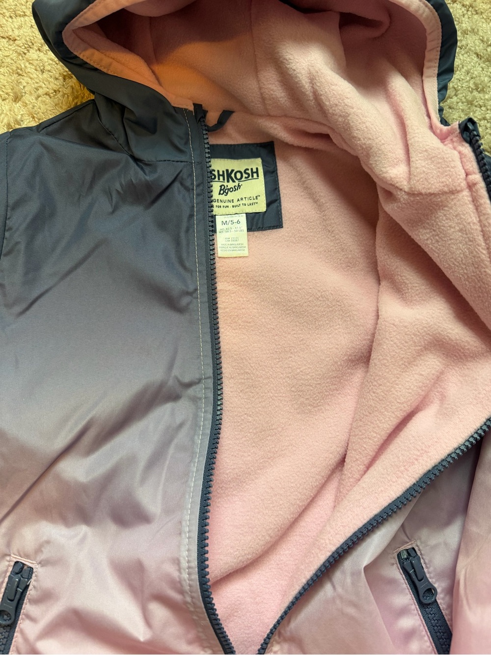 NWT Girls Osh Kosh Lined Windbreaker - Picture 3 of 4